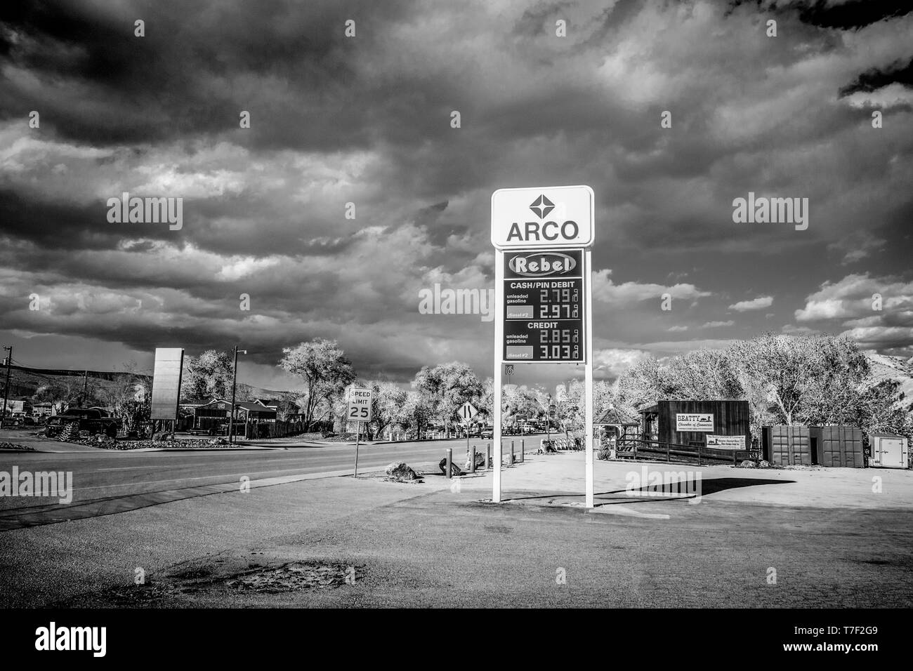 Gas station in the village of Beatty in Nevada BEATTY, USA MARCH 29, 2019 Stock Photo Alamy