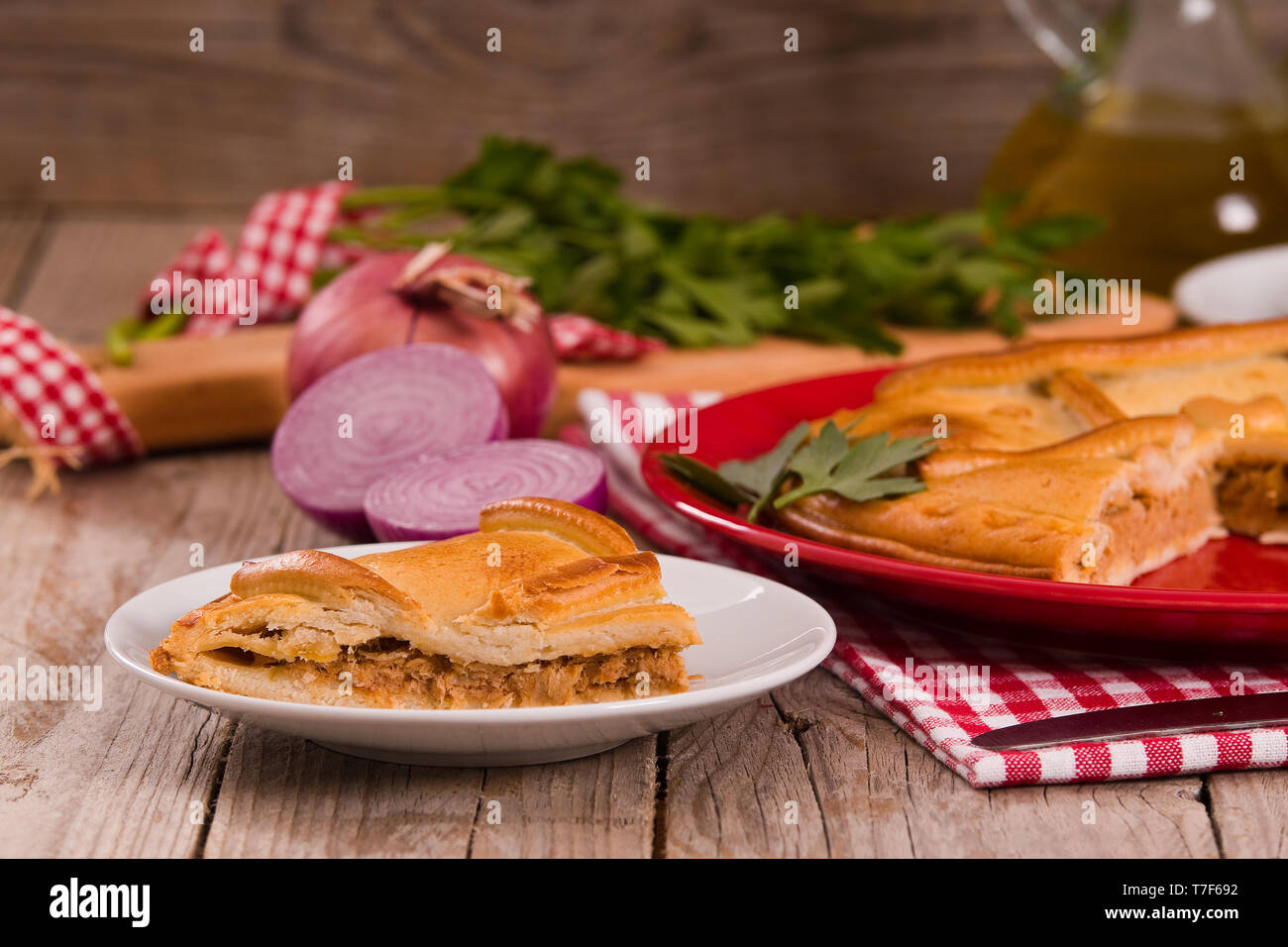 Spanish tuna pie Stock Photo Alamy