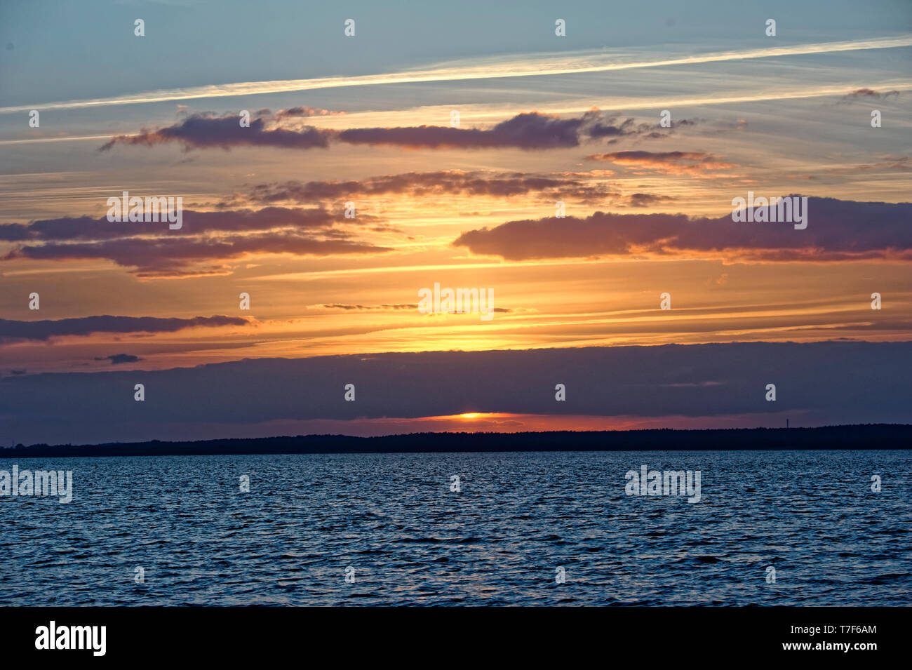 Sunset At Steinhude Lake Steinhuder Meer Germany Stock Photo