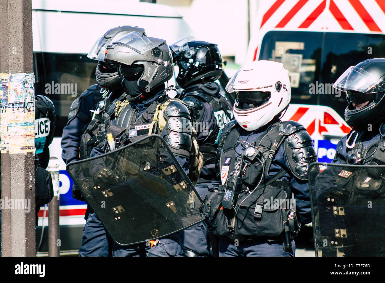Paris France May 04, 2019 View of a riot squad of the French National ...