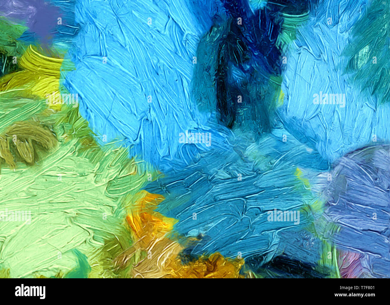 Wall art print decor. Impressionism style emotional oil painting spring