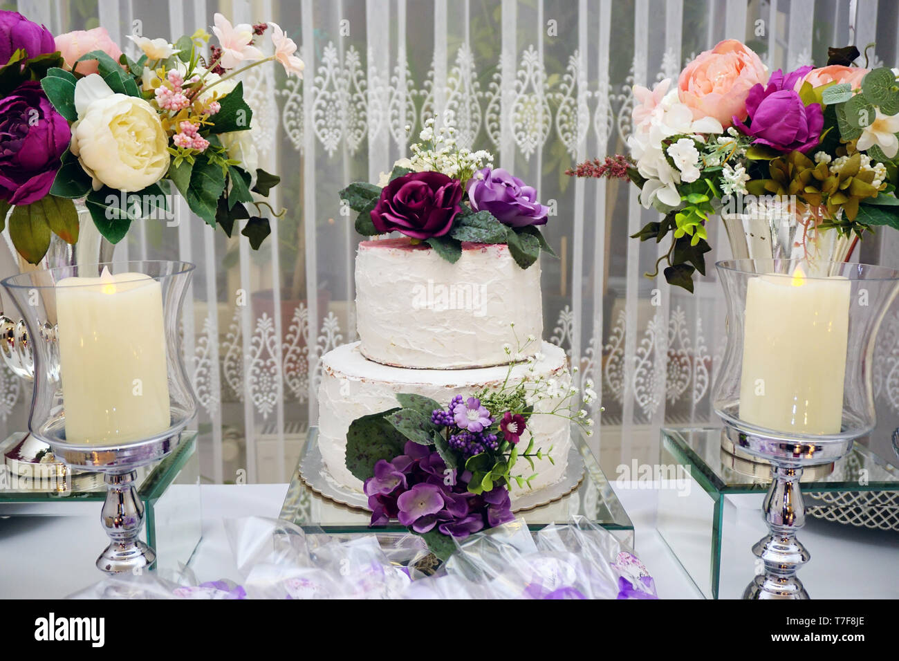 Engagement Catering Concept With Ornaments Candles Cake And