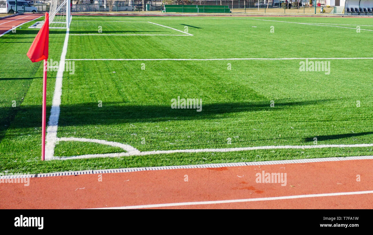 Corner flag in the soccer pitch Stock Photo Alamy