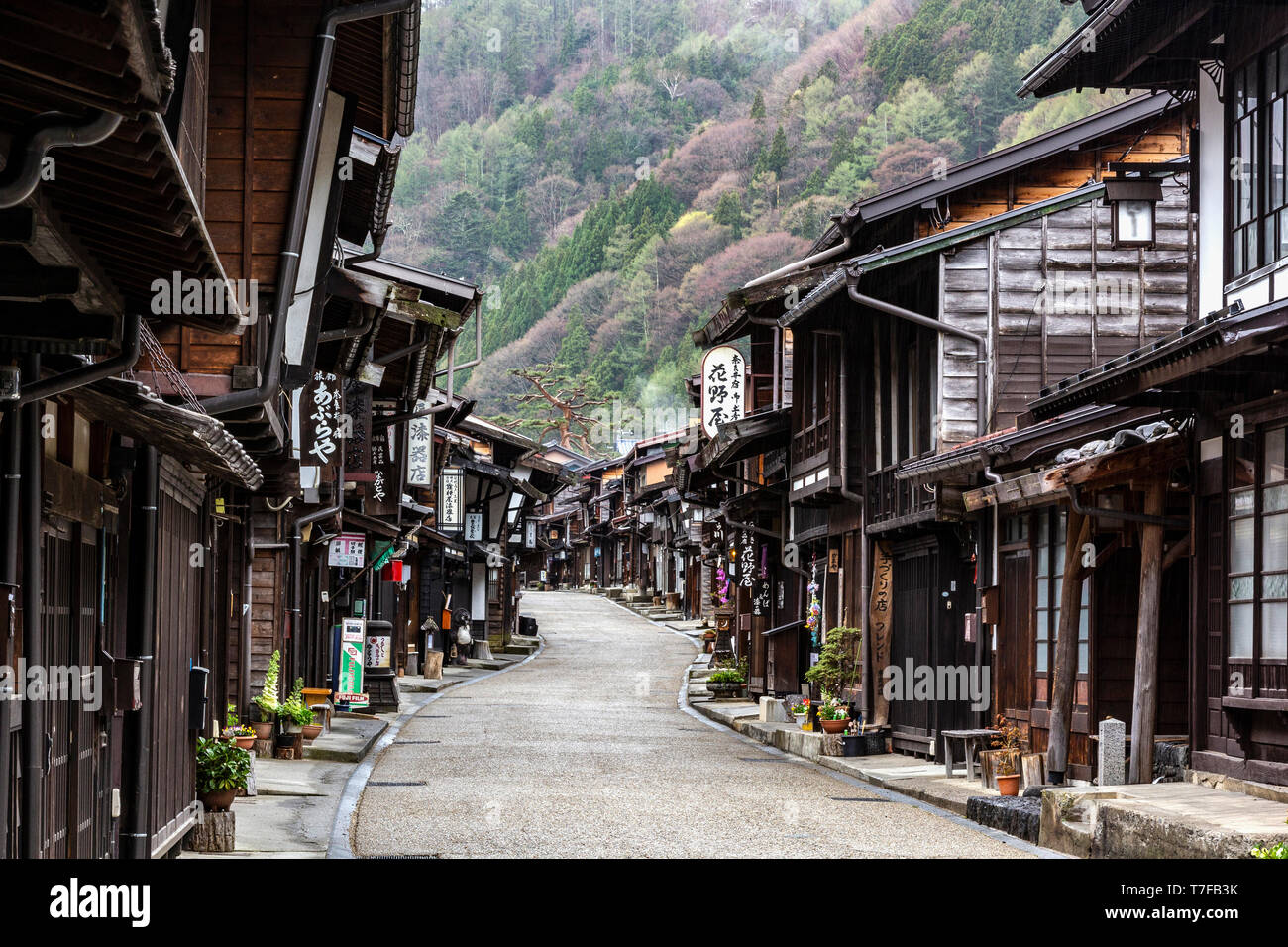Nakasendo at Narai Juku - The Gokaido highways were established by the Tokugawa shogunate as official routes for daimyo feudal lords and their retaine Stock Photo