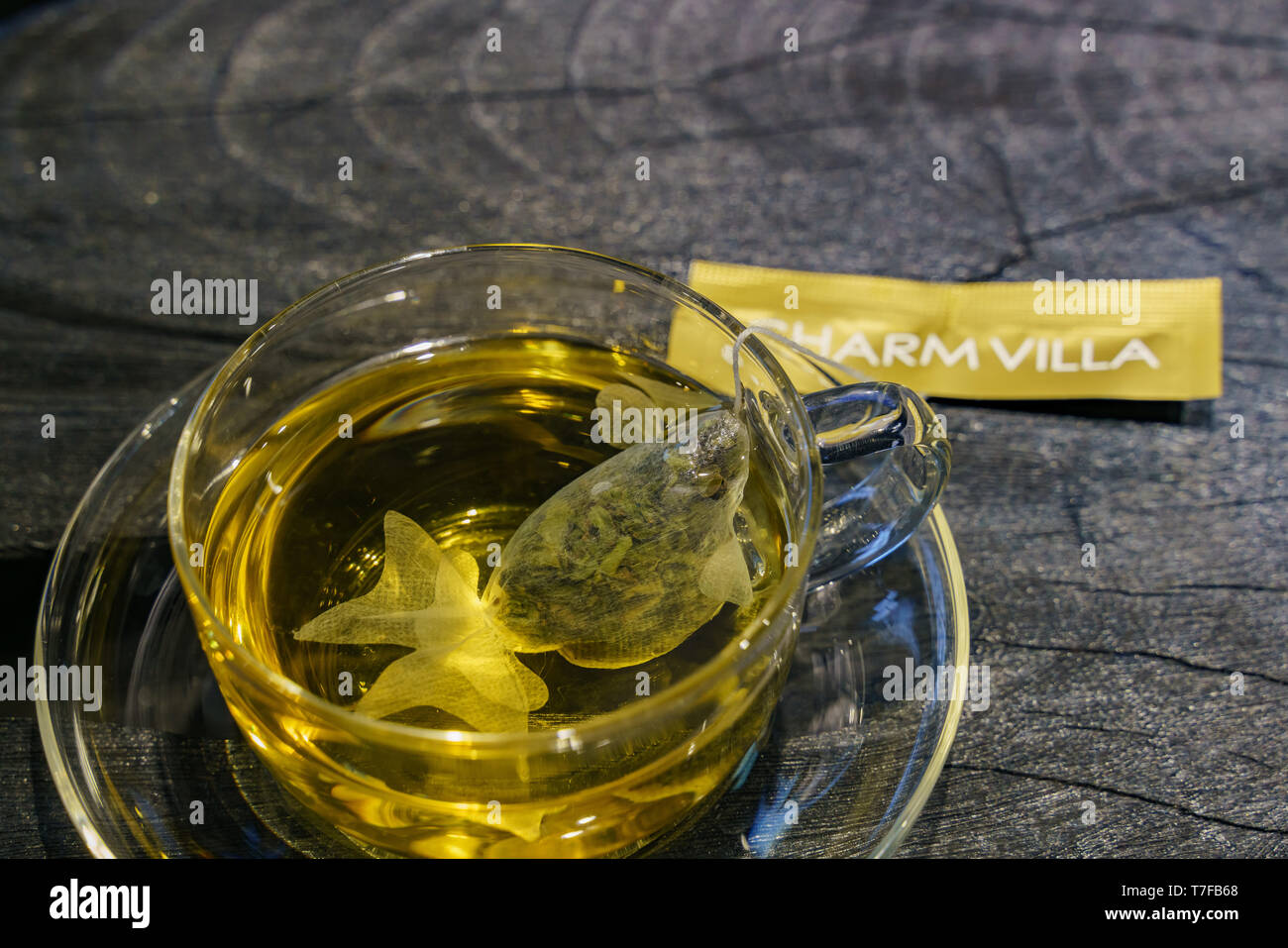 Taipei, JAN 10: Close up shot of a goldfish shape tea bag on JAN 10 ...