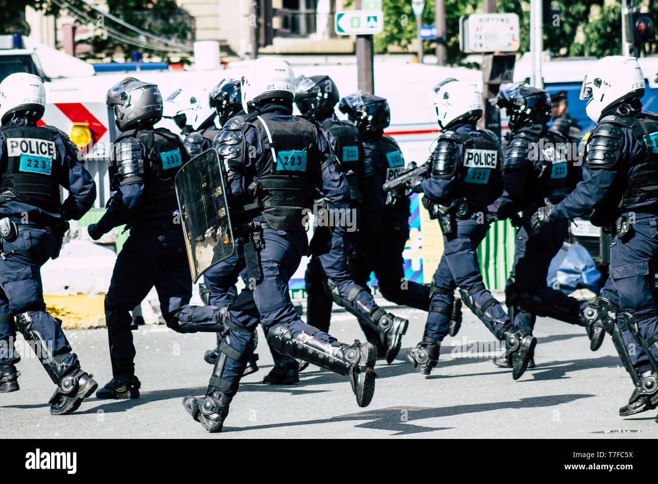 Paris France May 04, 2019 View of a riot squad of the French National ...