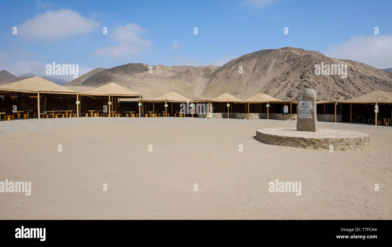 The archaeological site of The Sacred City of Caral (or Caral-Supe because is located on the Supe Valley) in Barranca Province, Lima Region, Peru Stock Photo