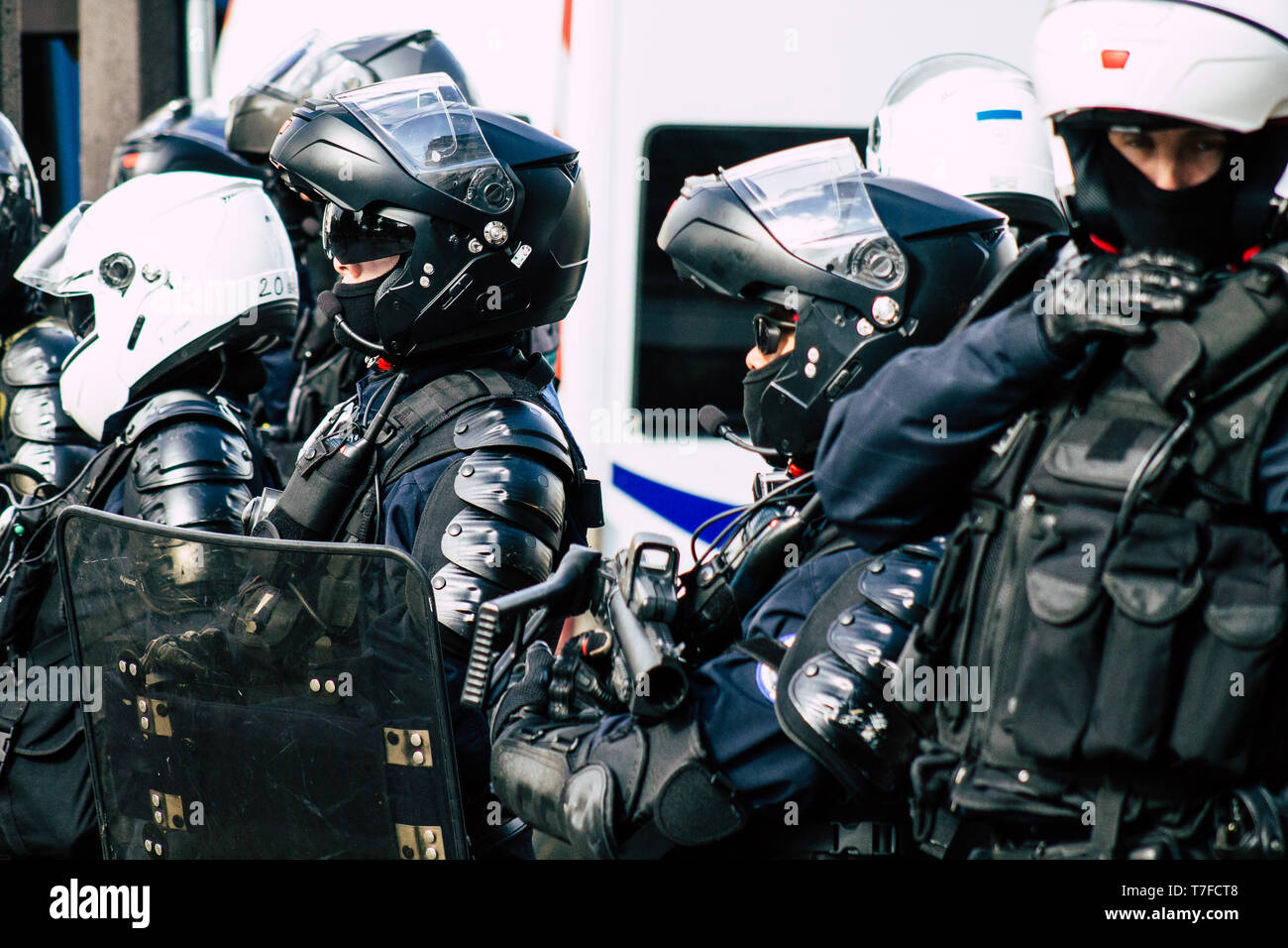 Paris France May 04, 2019 View of a riot squad of the French National ...