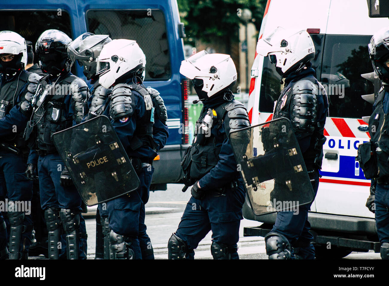 Paris France May 04, 2019 View of a riot squad of the French National ...