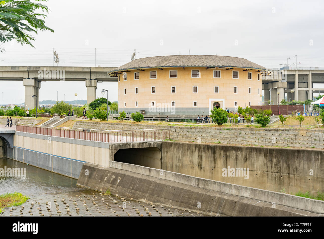 Miaoli, DEC 21 Exterior view of the Miaoli Hakka Round House on DEC 21