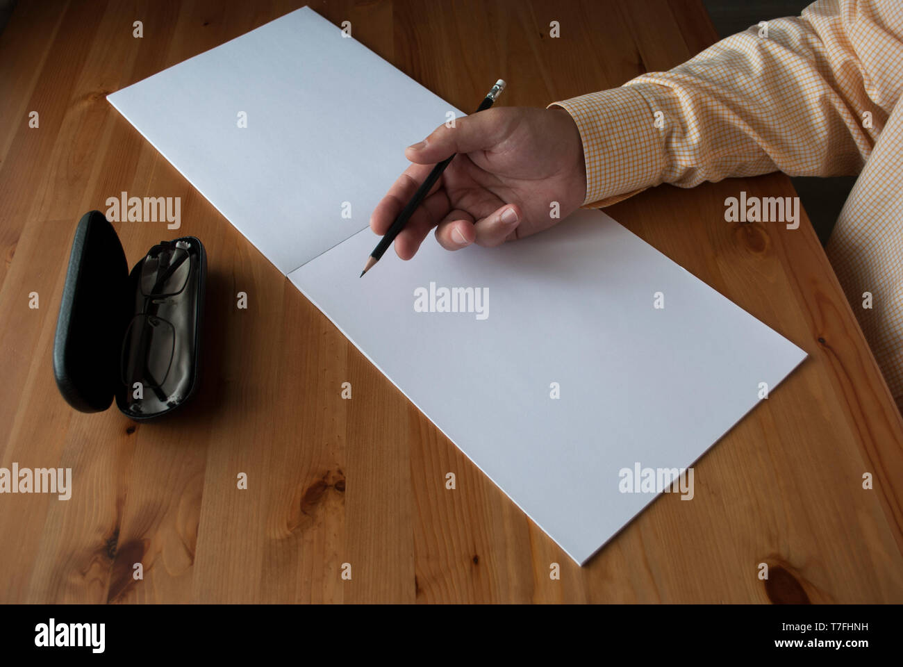Man hand writing close up. Man searching for job openings. Scientist researching process concept. Exam preparation concept. Writer. Education idea Stock Photo