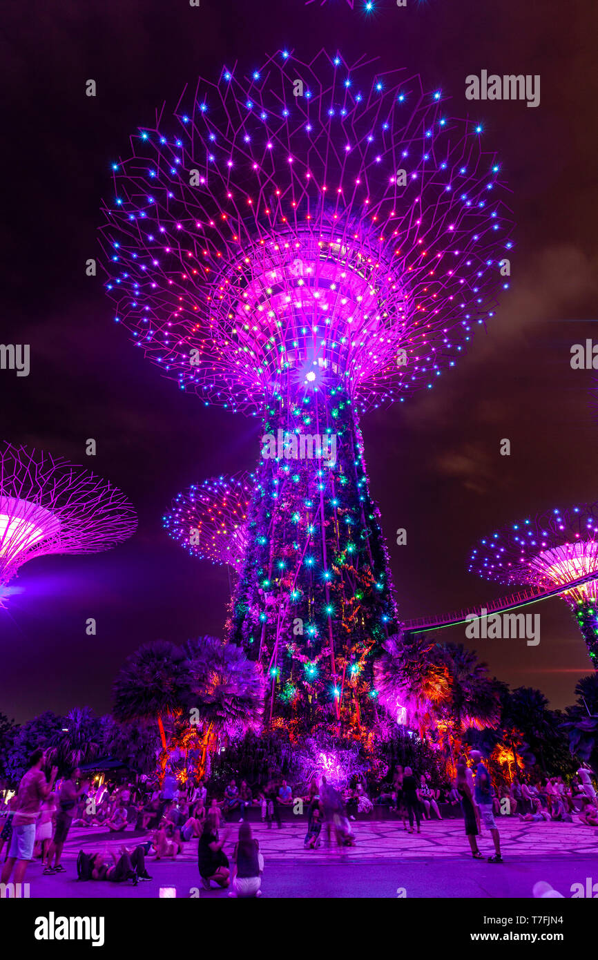 Singapore gardens by the bay night show hi-res stock photography and ...