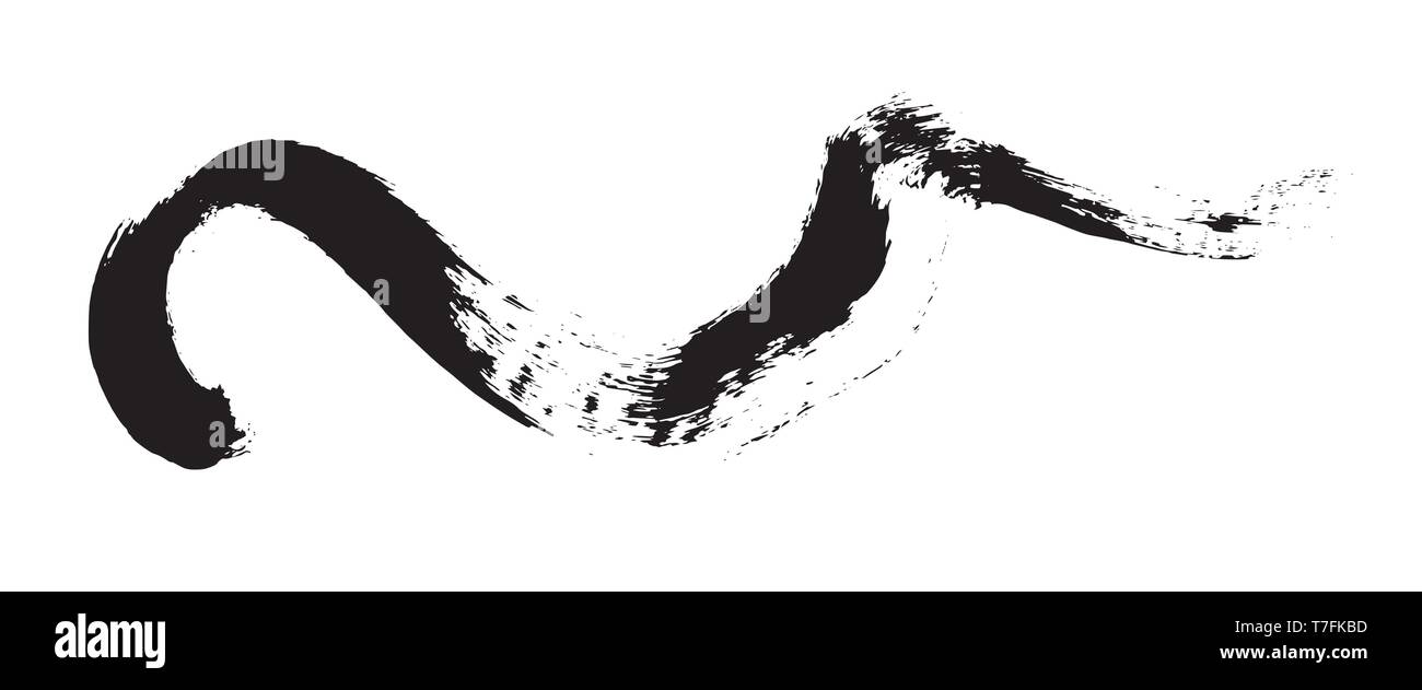 Grunge hand drawn paint brush stripe. Vector black ink brush stroke ...
