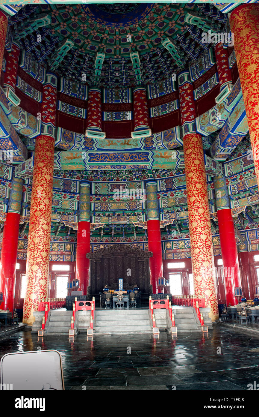 Beijing Tiantan Qinian Temple indoor Stock Photo
