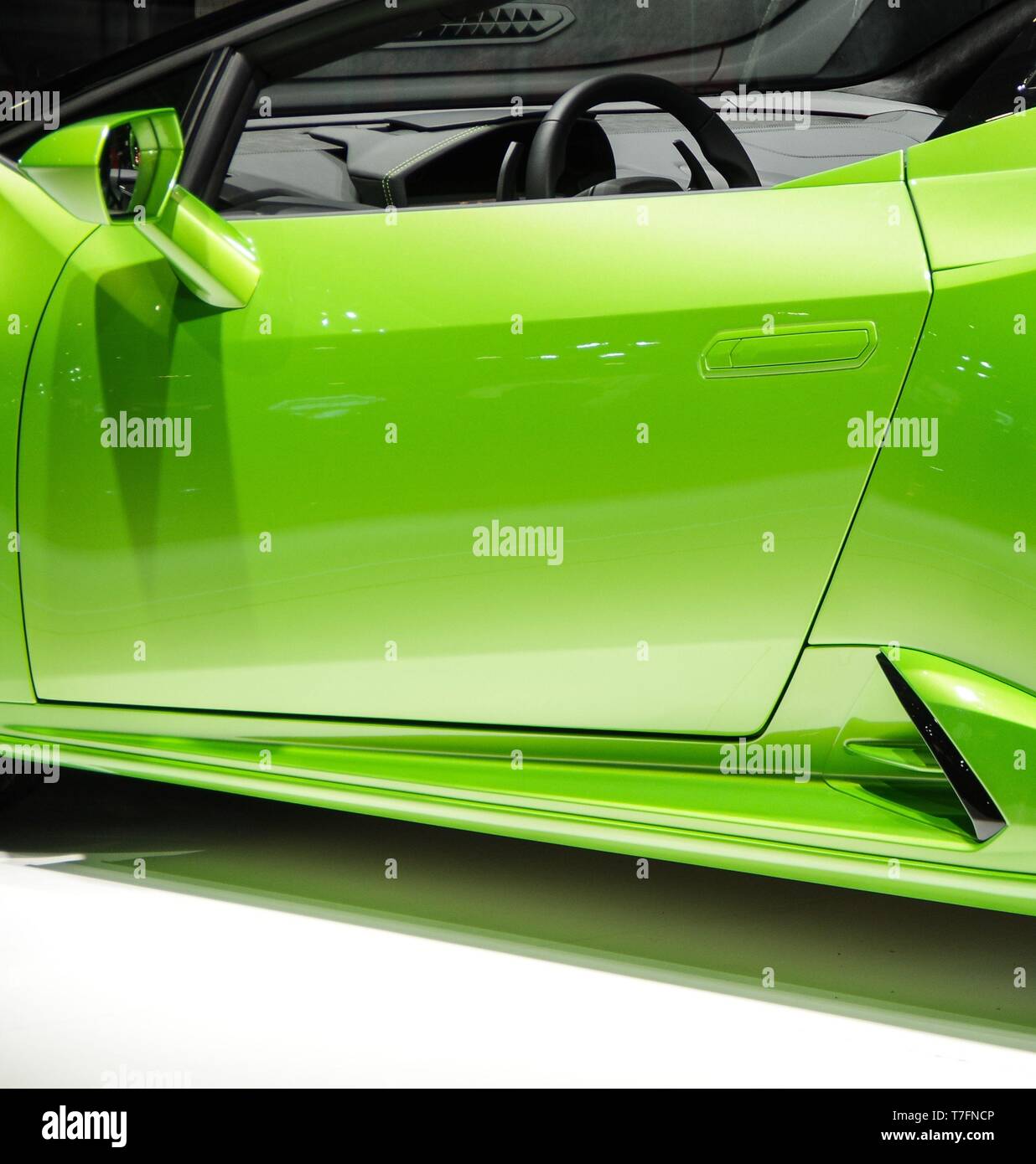Modern green convertible car body detail side view Stock Photo Alamy
