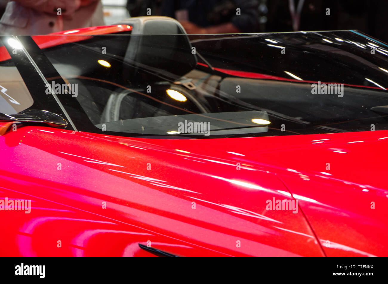Modern red convertible car body windshield Stock Photo Alamy