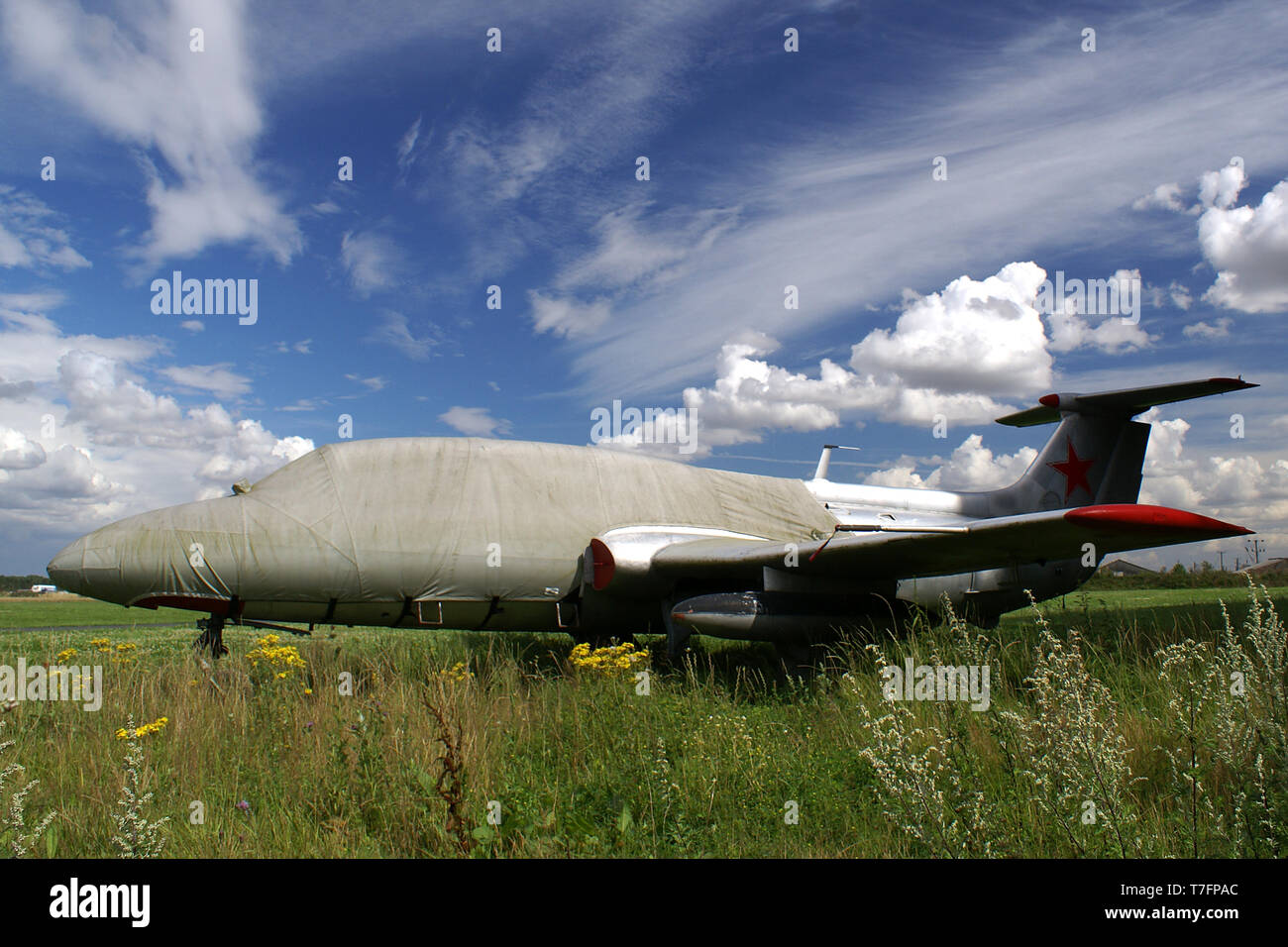 cold war jet, Breighton airfield, Aero Vodochody L-29 Delfin Stock Photo