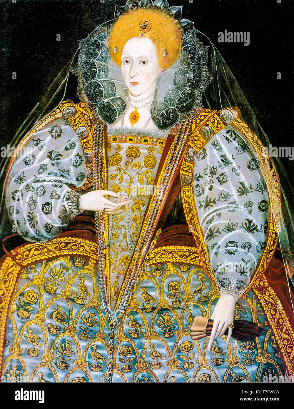 Portrait of Elizabeth I of England, Unknown British School, c 1600 Stock Photo