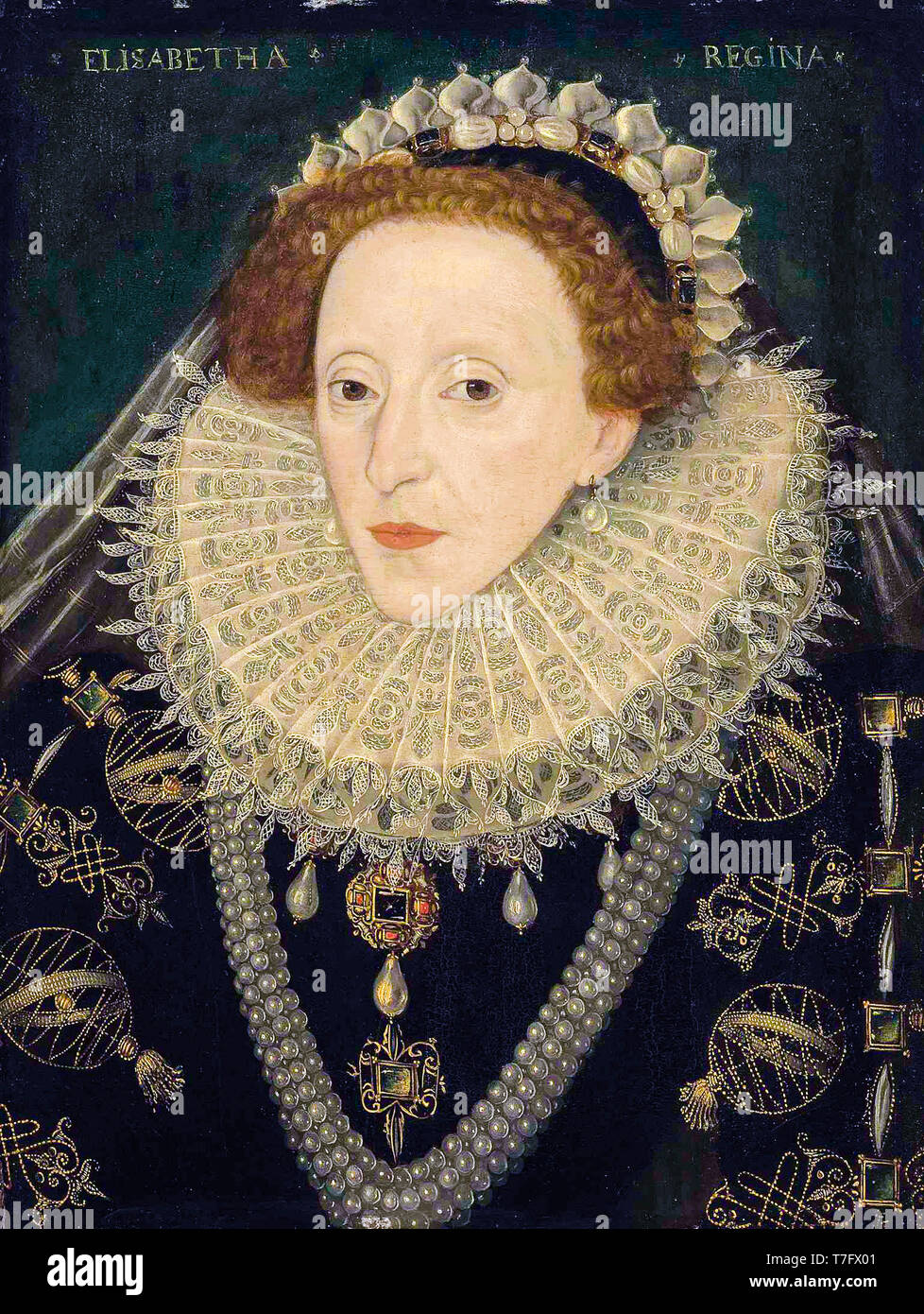Portrait of Elizabeth I of England, painting by English School, c. 1580 Stock Photo