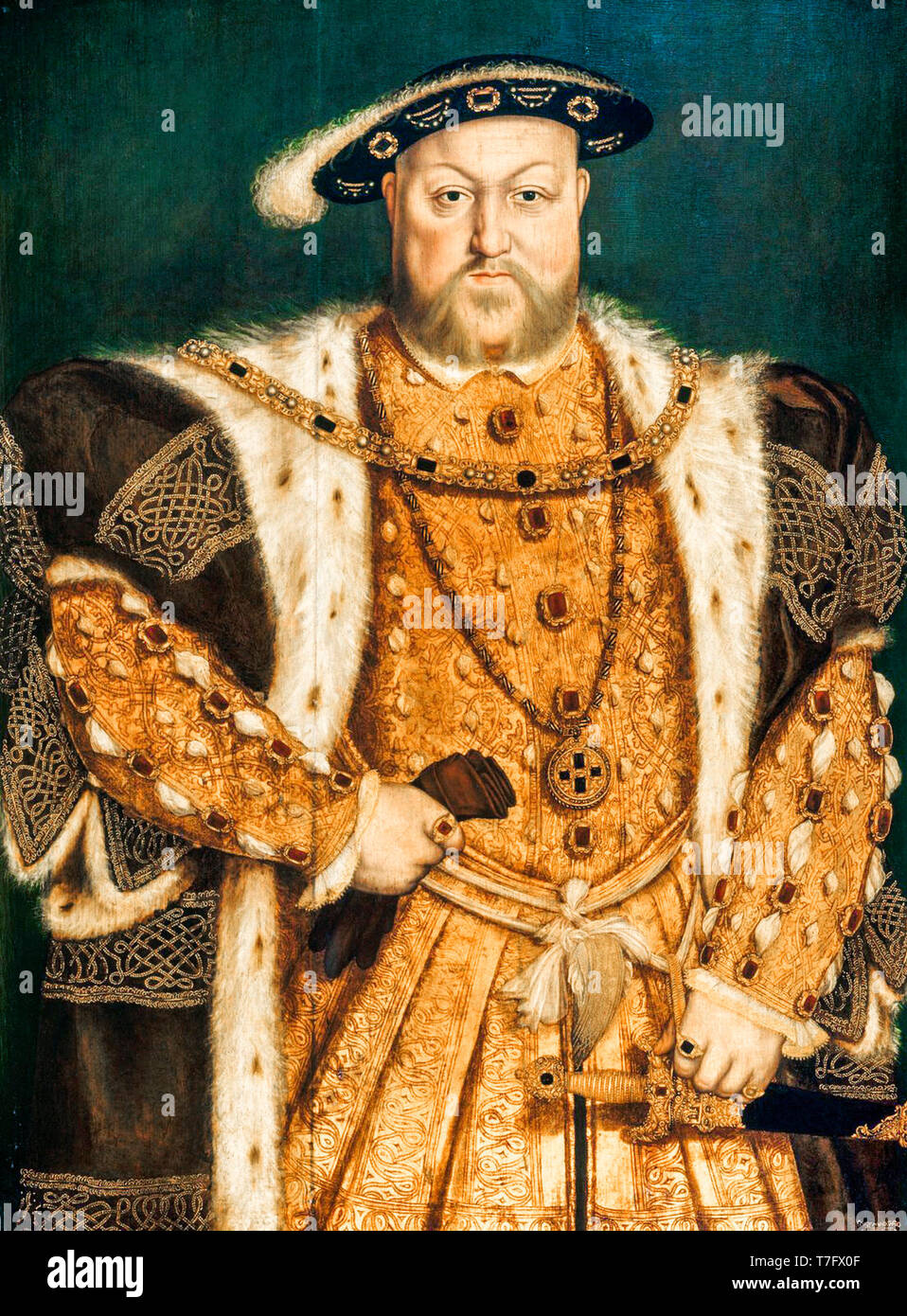 Portrait of Henry VIII (1491-1547), painting after Hans Holbein, c. 1538 Stock Photo