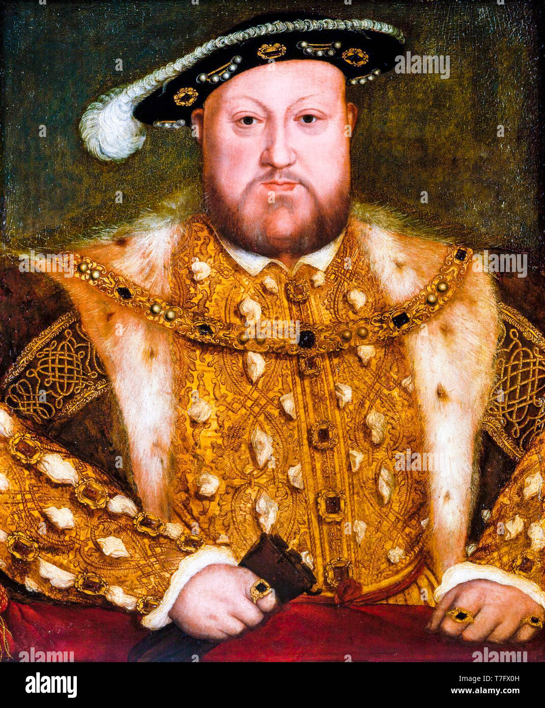King Henry VIII. Portrait of Henry VIII (1491-1547), painting after Hans Holbein the Younger, c. 1560 Stock Photo