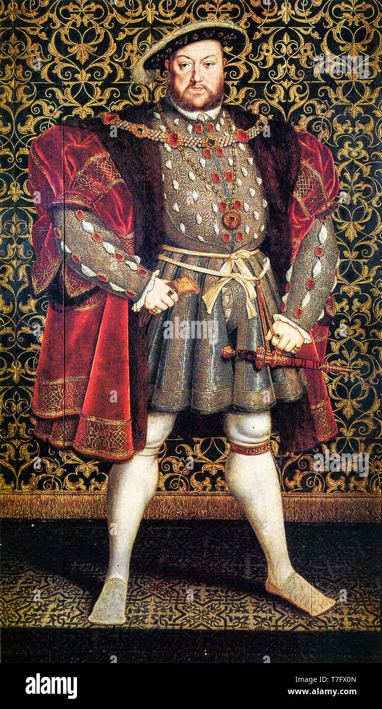 Henry VIII (1491-1547), after Hans Holbein the Younger, Chatsworth House, portrait painting by Hans Eworth, circa 1560 Stock Photo