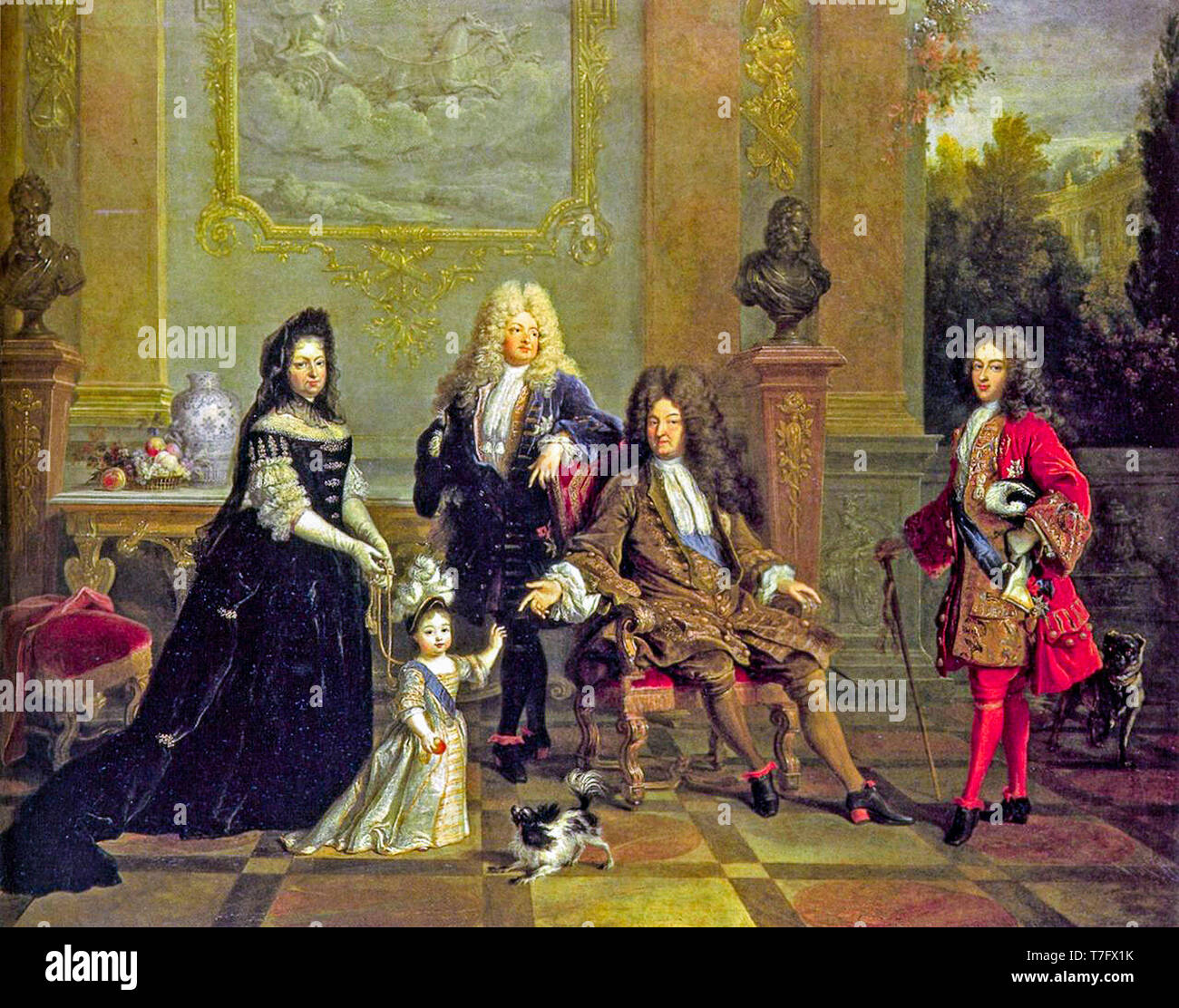 Louis XIV and His Family, portrait, Formerly attributed to Nicolas de Largillière, now unknown, c. 1710 Stock Photo