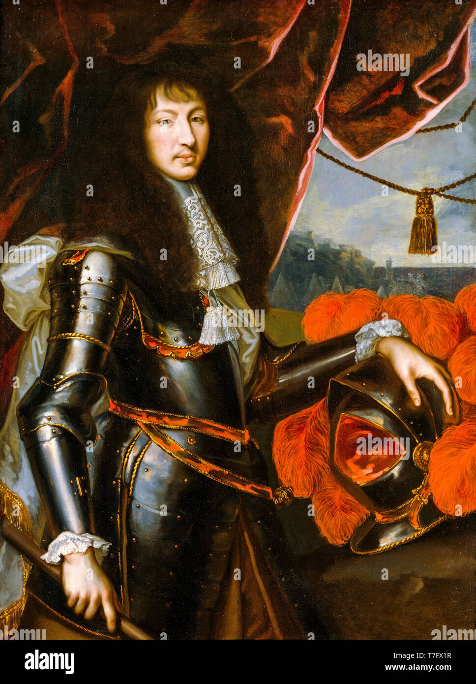 Portrait of Louis XIV of France in full armour, after Nicolas Mignard, 1664 Stock Photo