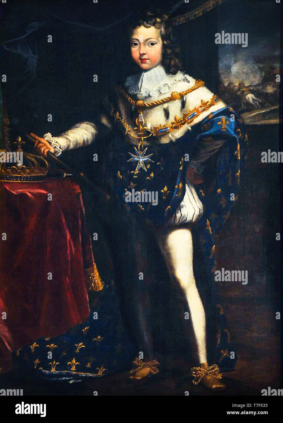 Portrait of Louis XIV as a child in Coronation robes, attributed to Henri Testelin, late 17th Century Stock Photo