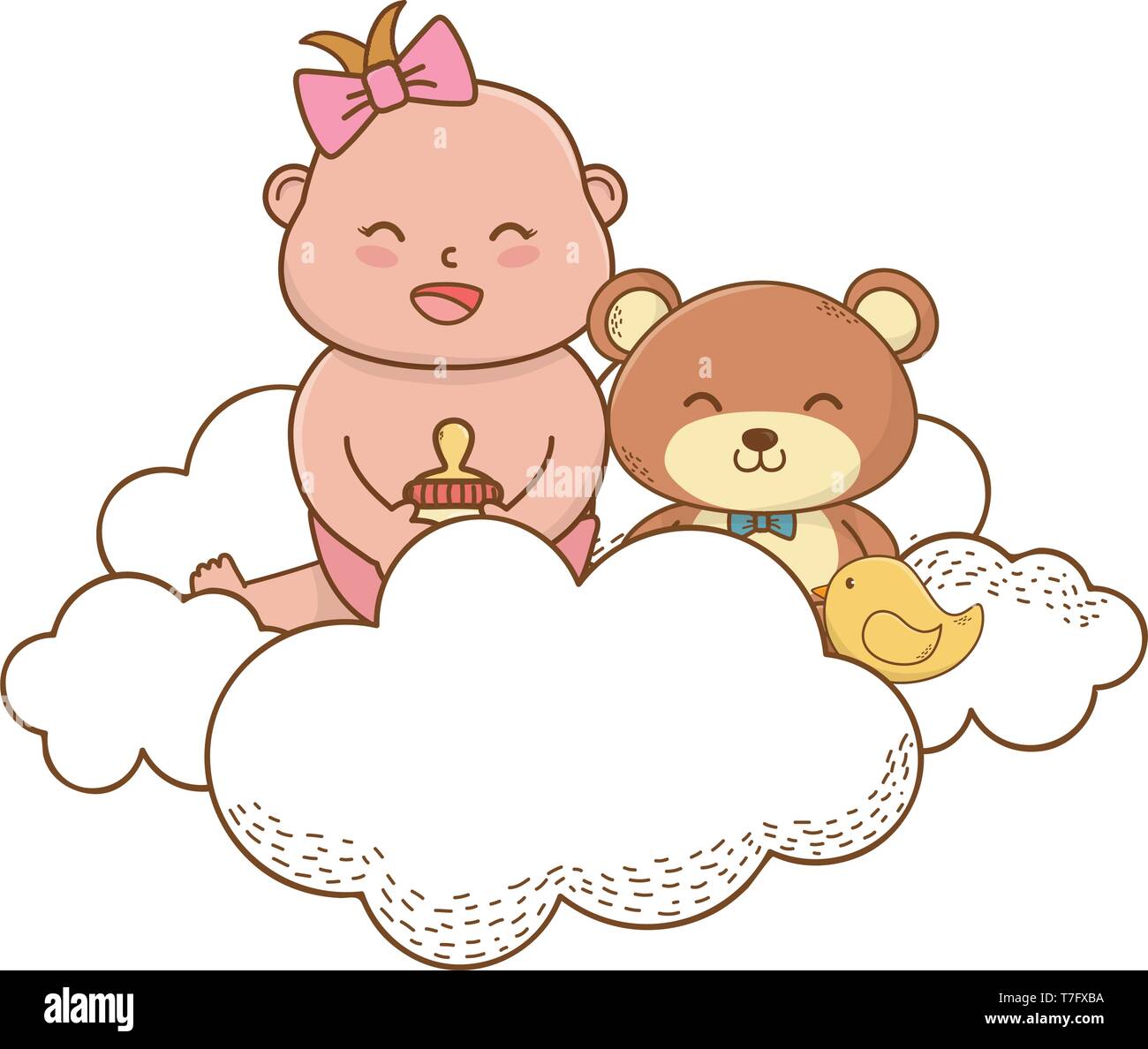 Baby Shower Happy Baby Between Clouds Cartoon Card Isolated Vector Illustration Graphic Design Stock Vector Image Art Alamy