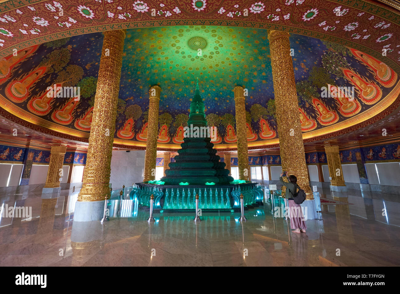 The amazing, surreal, celestial-like dome decoration inside the main stupa at Wat Paknam Phasi Charoen in Bangkok, Thailand. Stock Photo