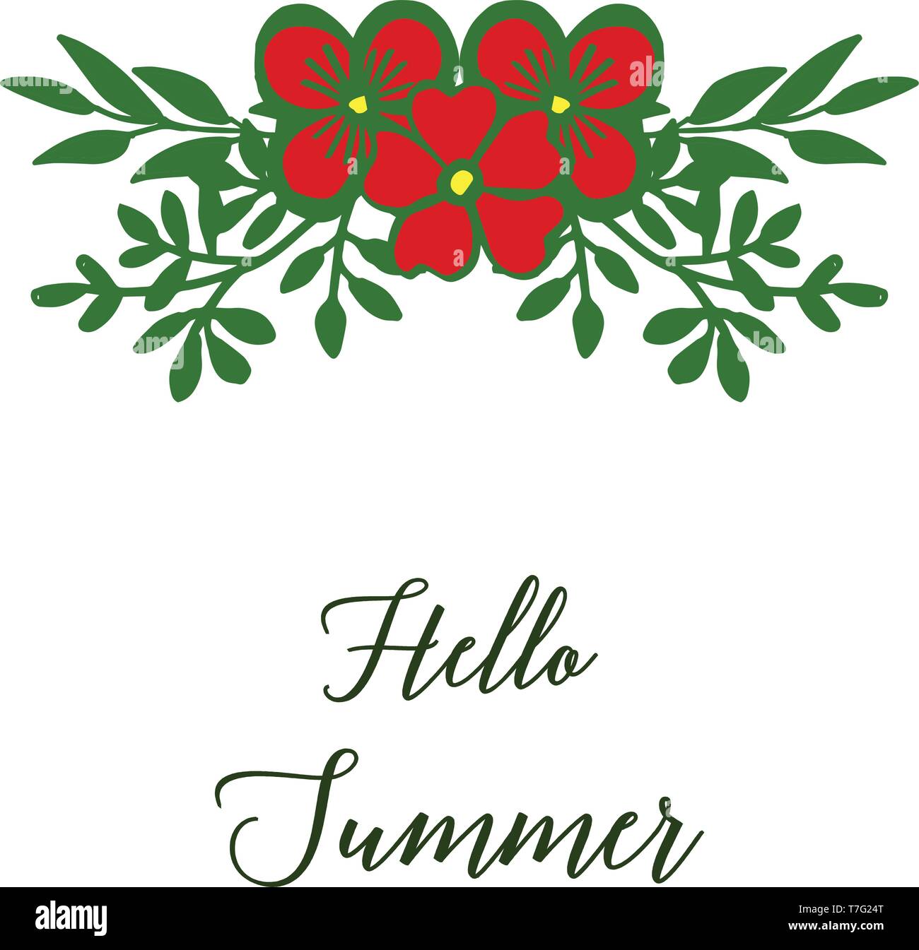 Vector illustration decorative hello summer with shape leaf flower ...