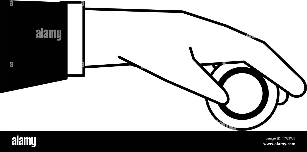 Hand with coin isolated cartoon black and white Stock Vector Image ...