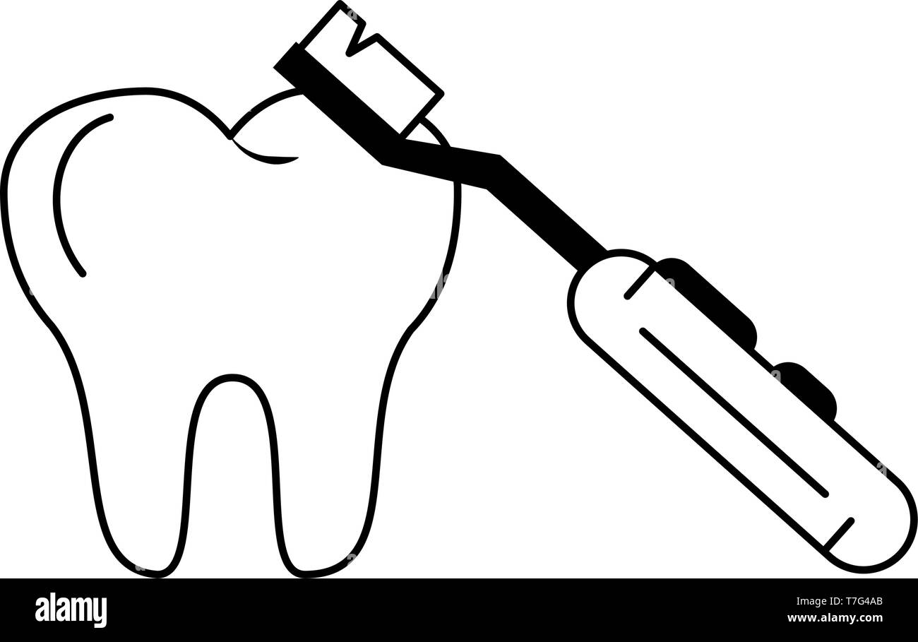 Tooth and electric brush black and white Stock Vector Image & Art - Alamy