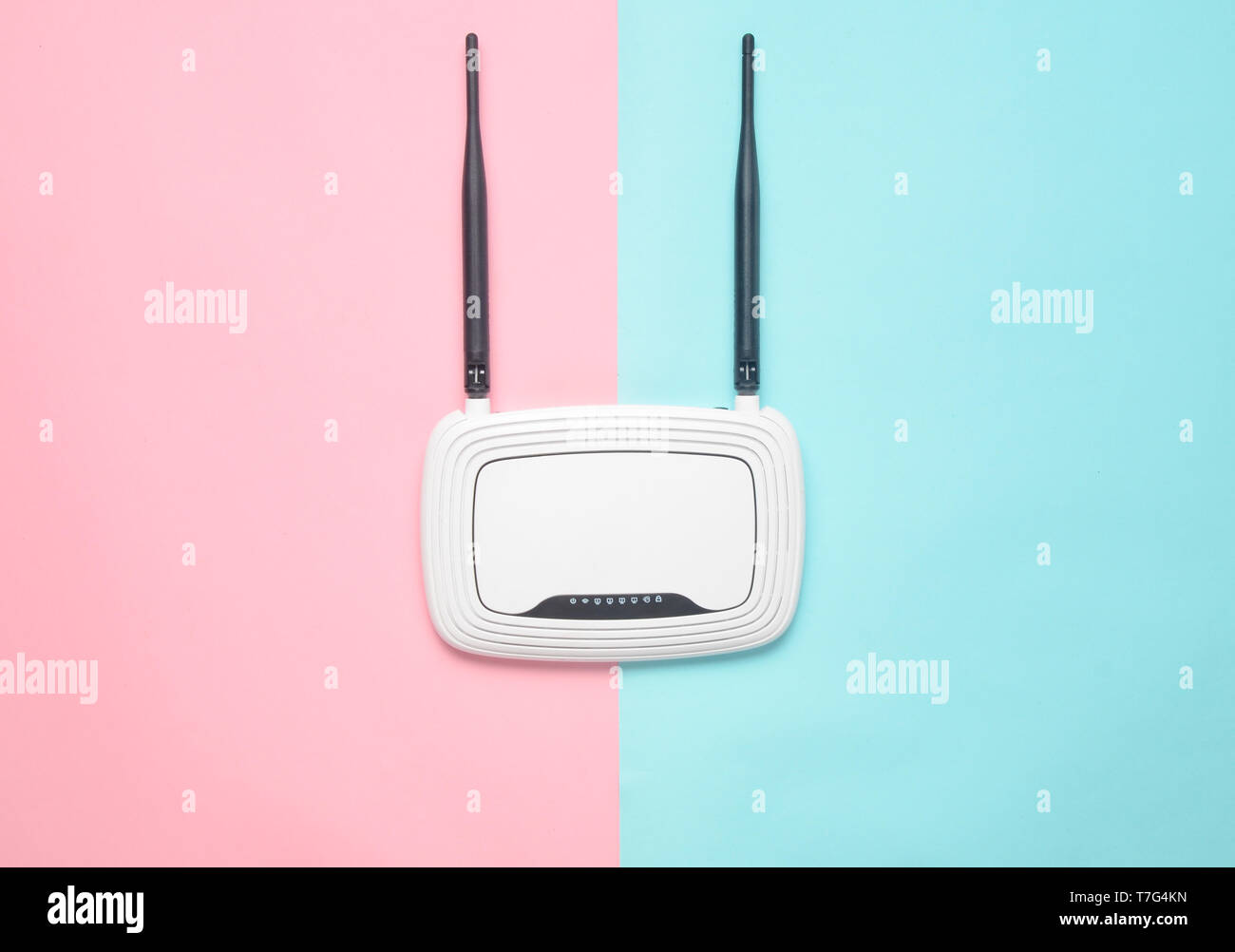 Wi-Fi router on a colored pastel background. Trend of minimalism ...