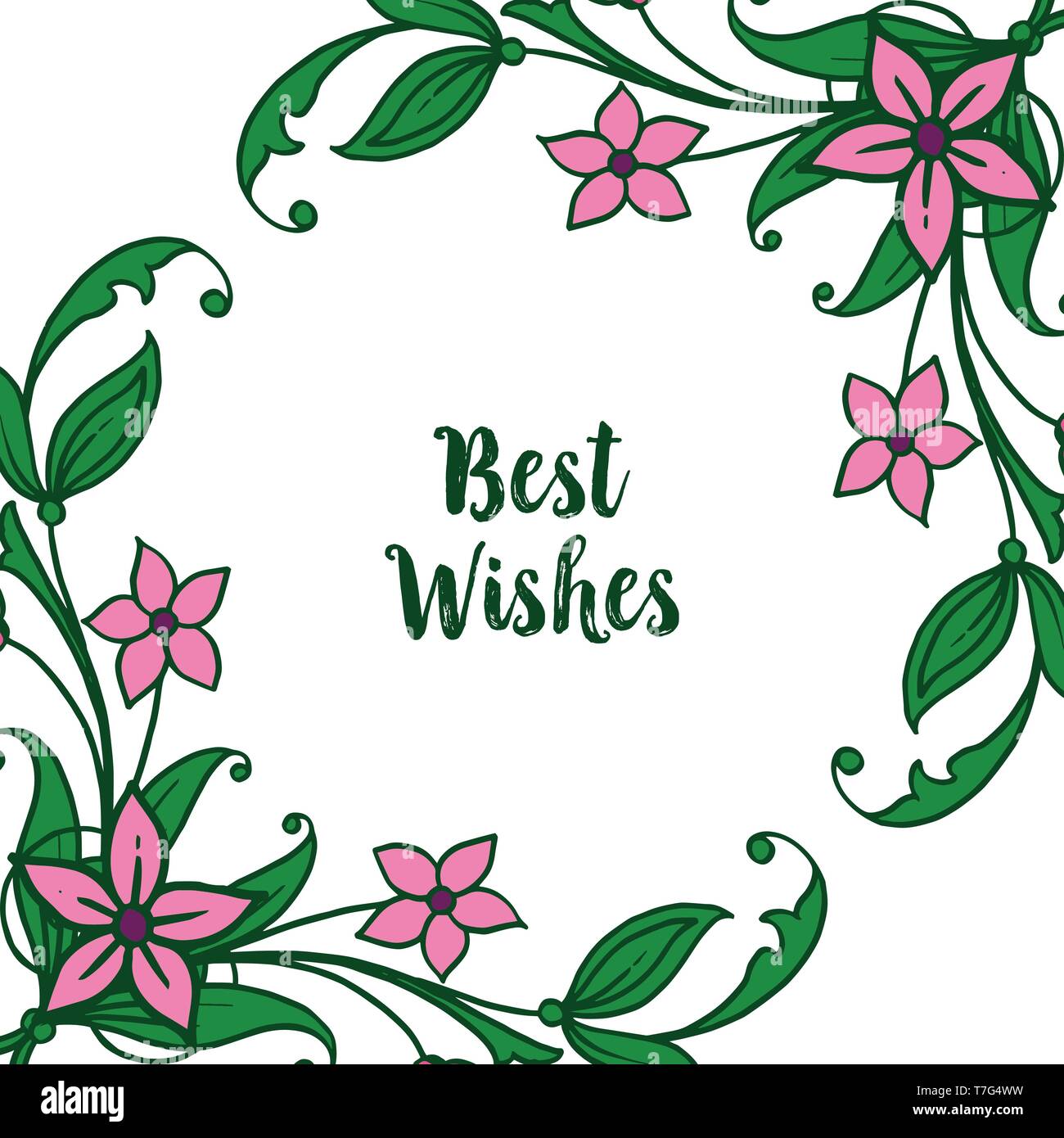Vector illustration banner best wishes with art of leaf floral frames ...