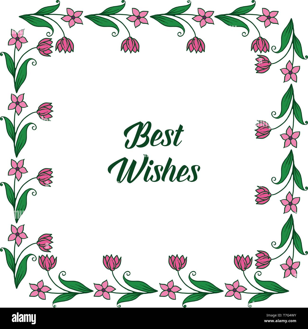 Vector illustration banner best wishes with art of leaf floral frames ...