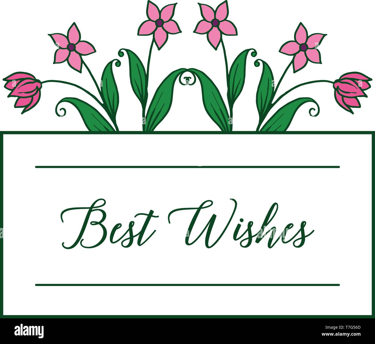 Vector illustration banner best wishes with art of leaf floral frames ...