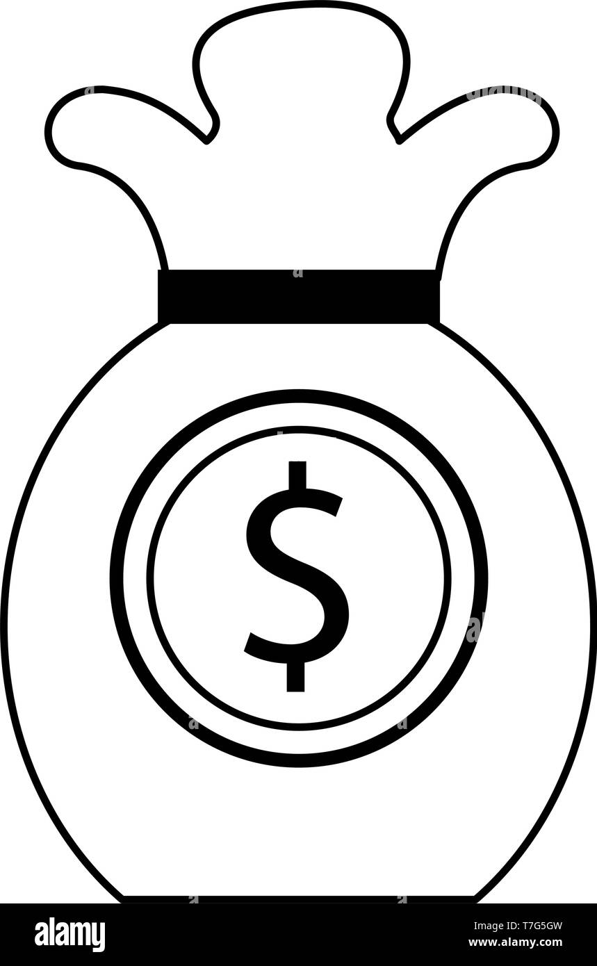 Money bag cartoon isolated black and white Stock Vector Image & Art Alamy