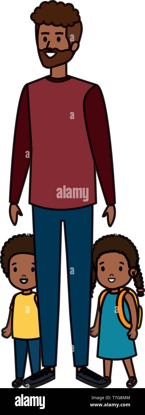 afro father with daughter and son characters Stock Vector Image & Art ...