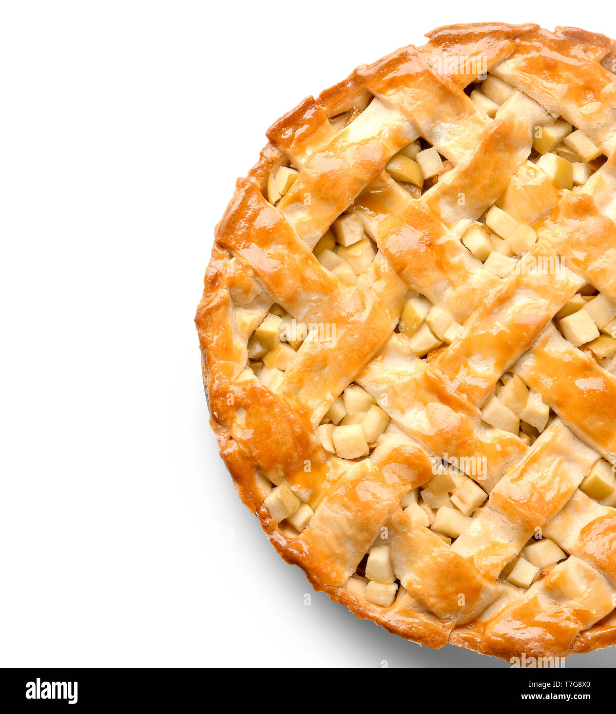 Delicious apple pie on white background Stock Photo - Alamy