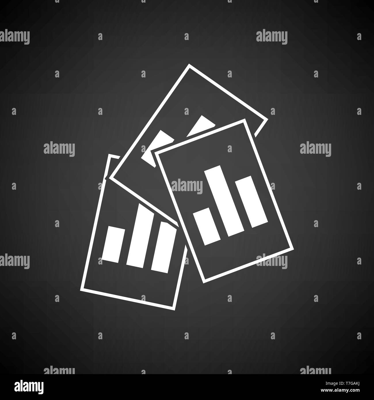 Analytics Sheets Icon. White on Black Background. Vector Illustration. Stock Vector