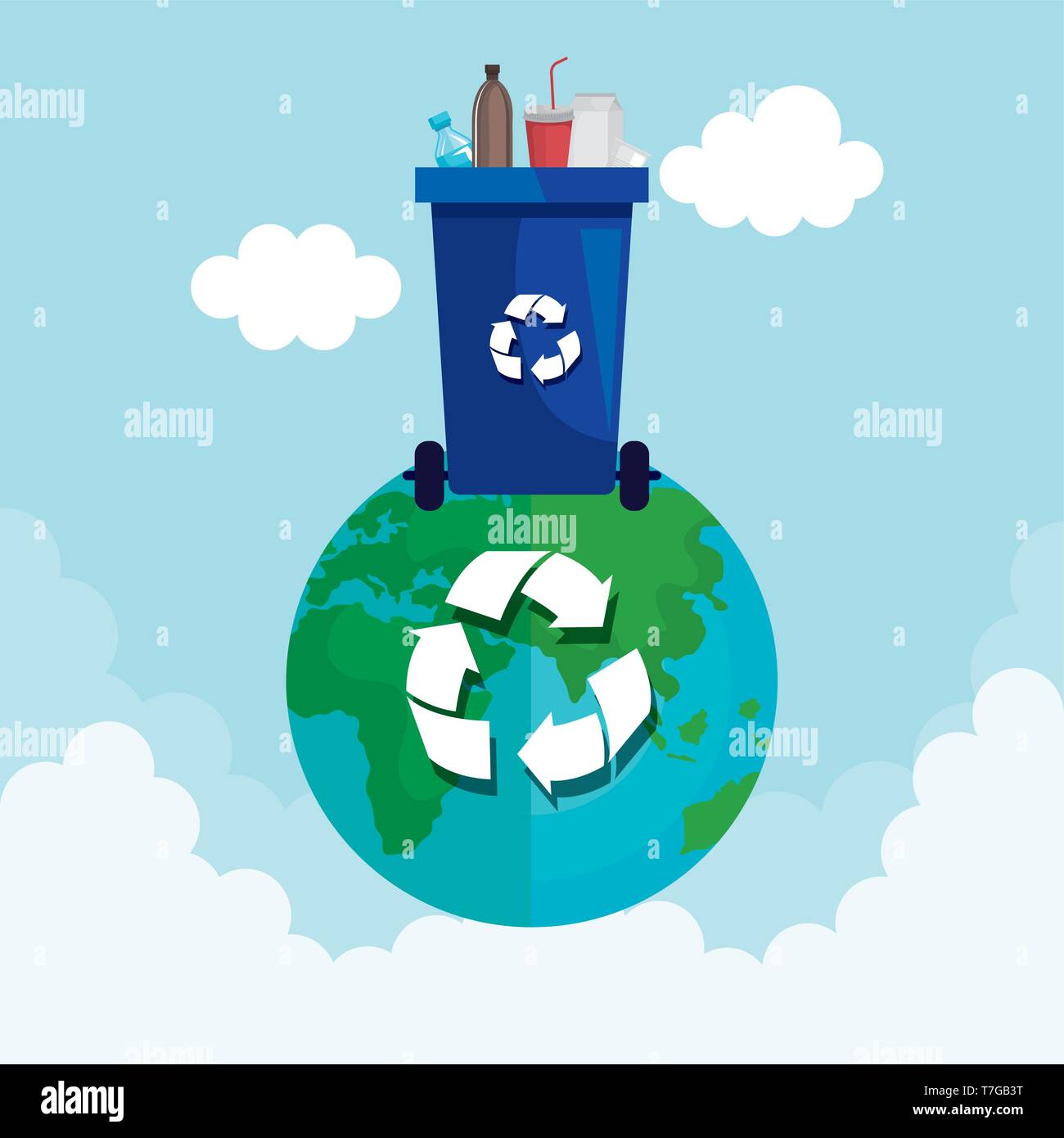 recycle toxic plastics waste to environment conservation Stock Vector