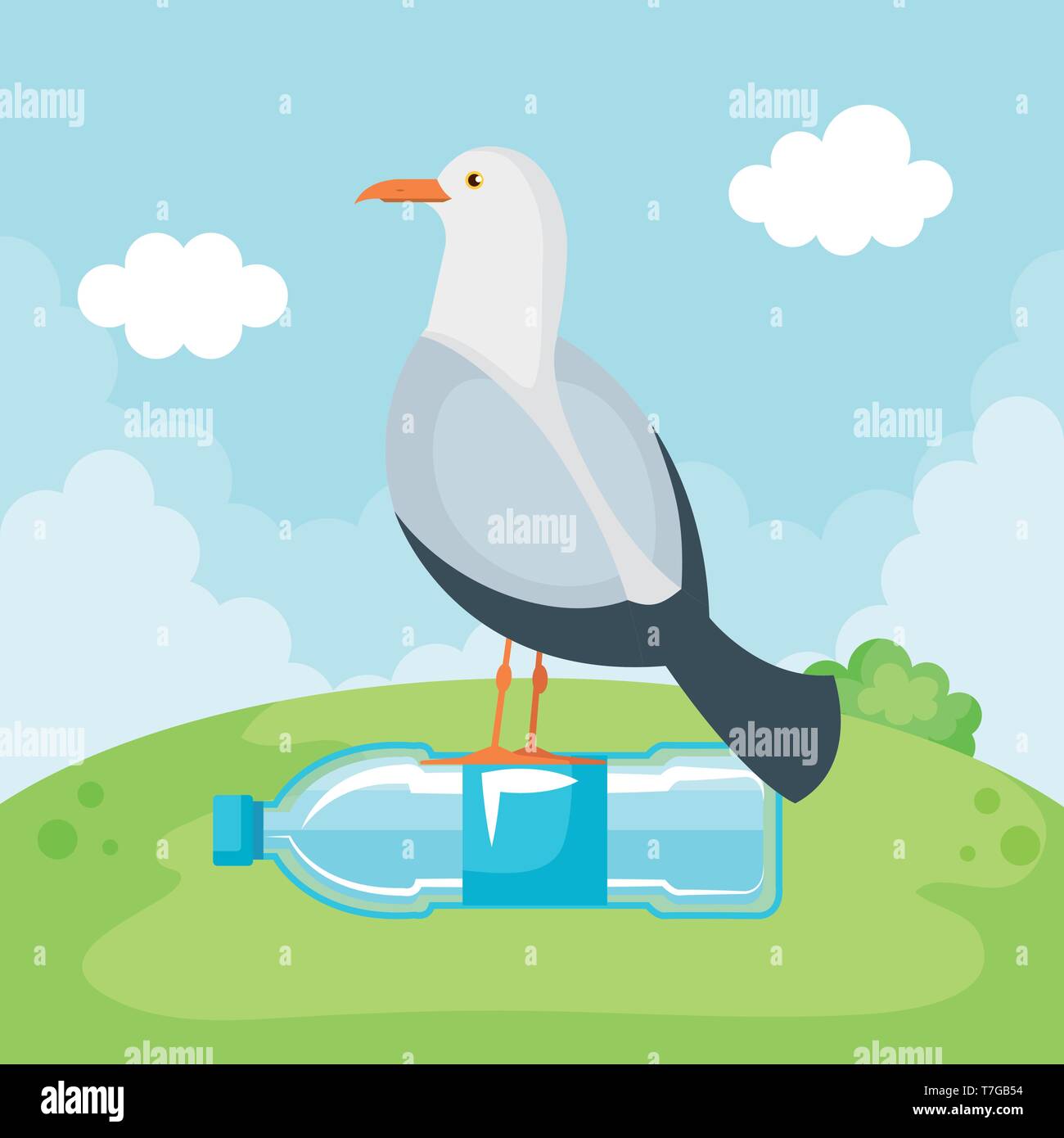 dove bird with toxic plastic bottle waste pollution Stock Vector Image