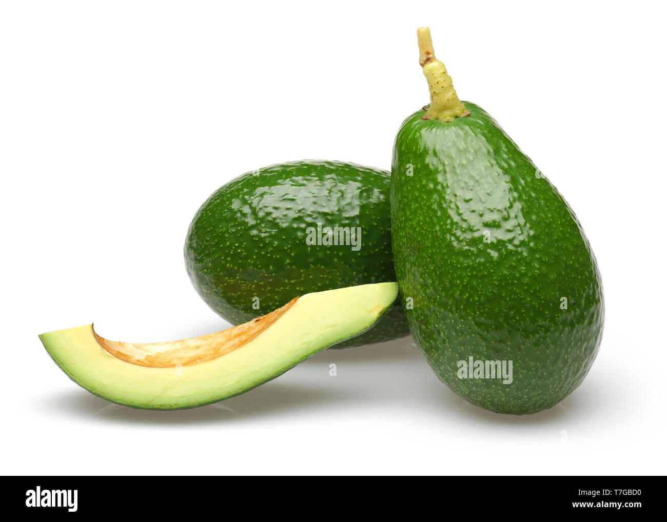 Whole and sliced green avocados isolated on white background Stock ...