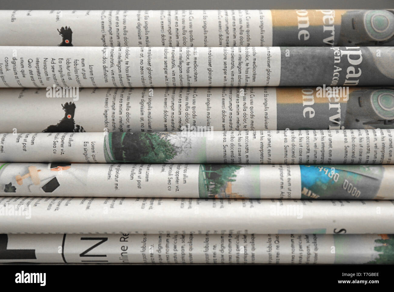 Various newspapers, closeup Stock Photo