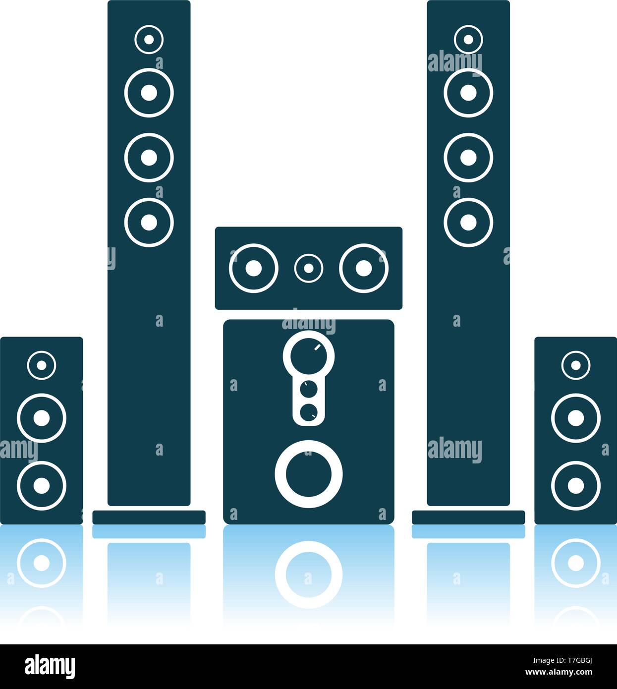 Audio System Speakers Icon. Shadow Reflection Design. Vector ...