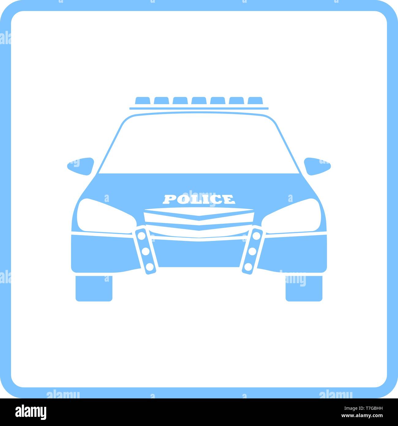 Police Icon Front View. Blue Frame Design. Vector Illustration Stock ...