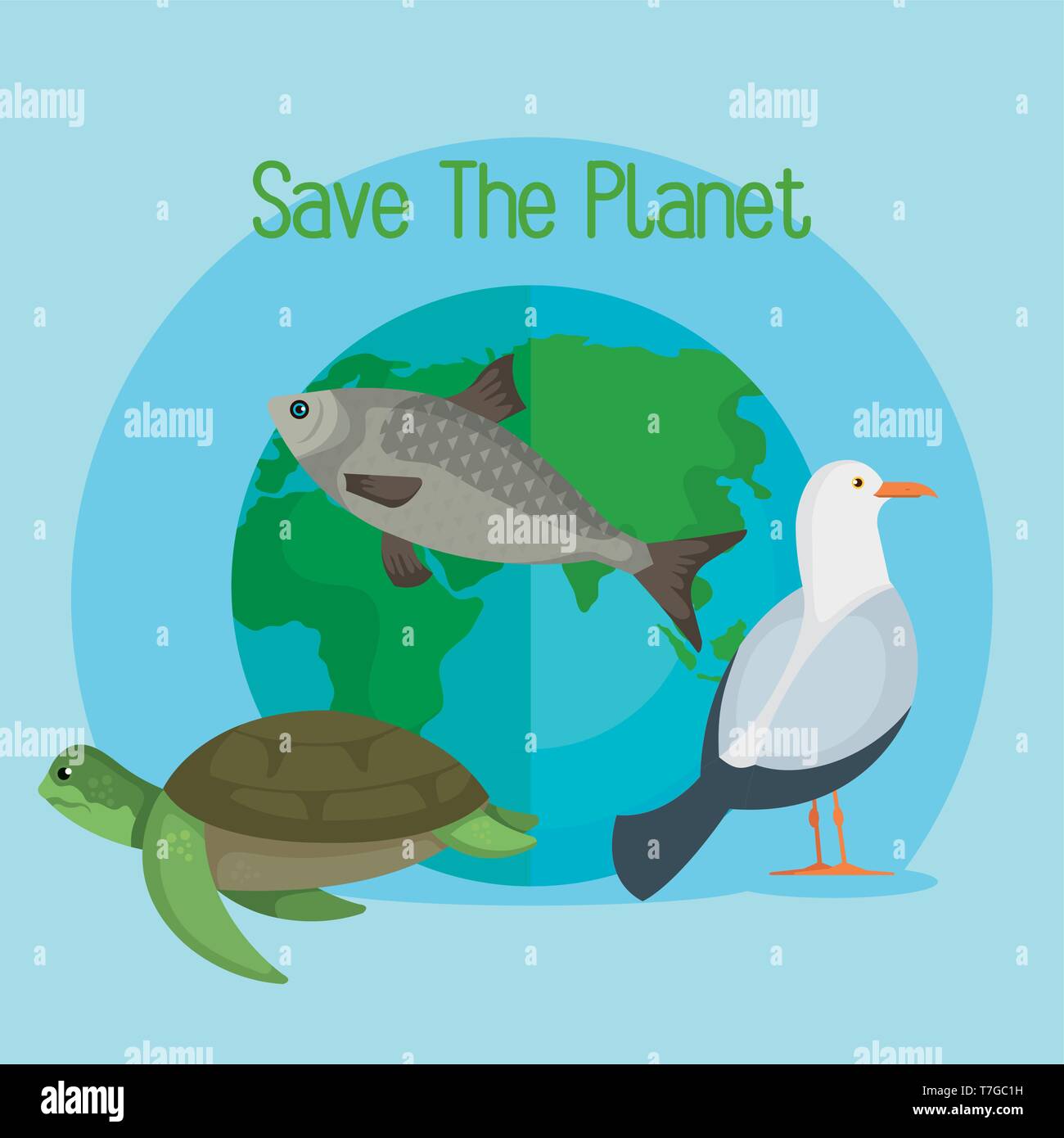 care environment with animals and ecology conservation Stock Vector