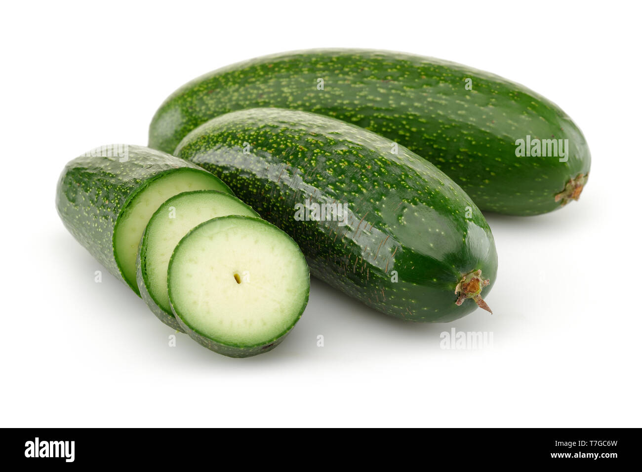 Fresh seedless avocados isolated on white background Stock Photo